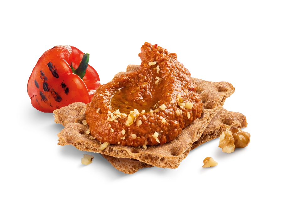 Chick'O Peas Muhammara op Toast